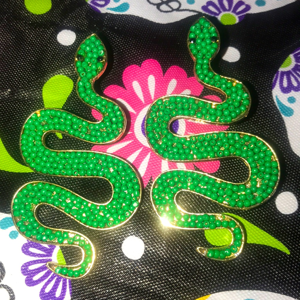 Green Snake Earrings